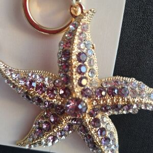 Gold and Purple Starfish Keychain/Bag Charm NWT